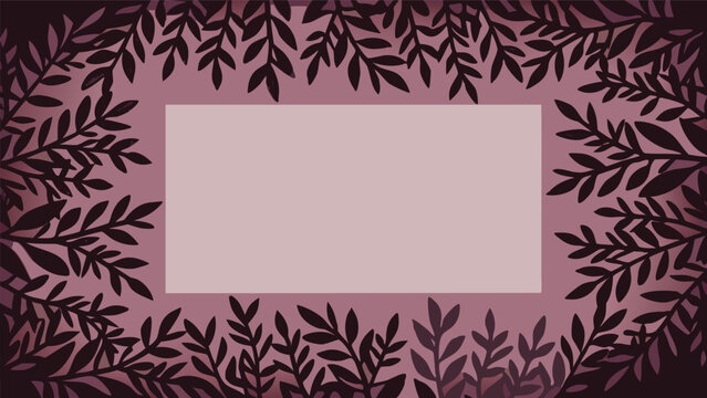 Editorial purple leaf frame border vector illustration with decorative background illustration invitation template ornament botanical minimalist wallpaper abstract
