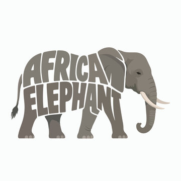 Minimalist typography vector logo of African Elephant