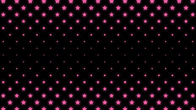Aesthetic Rose Pink Stars Twinkling on Black Background, Seamless Loop