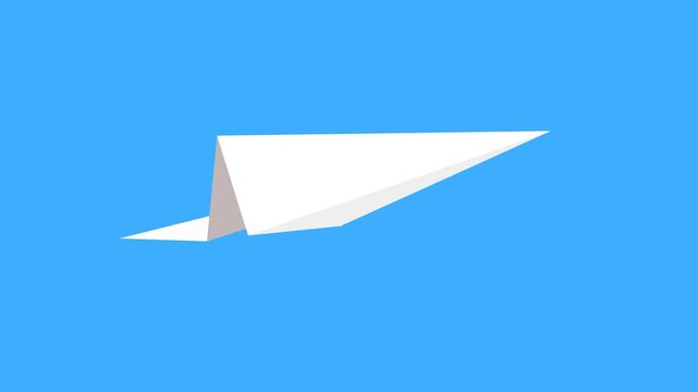 
paper airplane animation flying on a transparent background, the paper airplane moves repeatedly as if flying, angle taken from the side, flat design style illustration