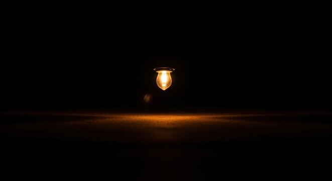 Glowing street lamp in darkness night.