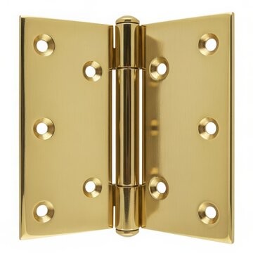 Polished brass door hinge with visible pin