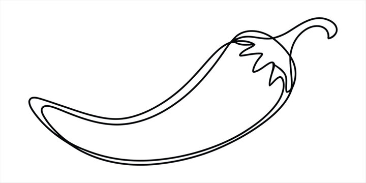 Chili pepper continuous one line drawing
