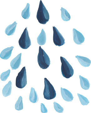 Water Droplets Elements Set Hand Drawn Watercolor