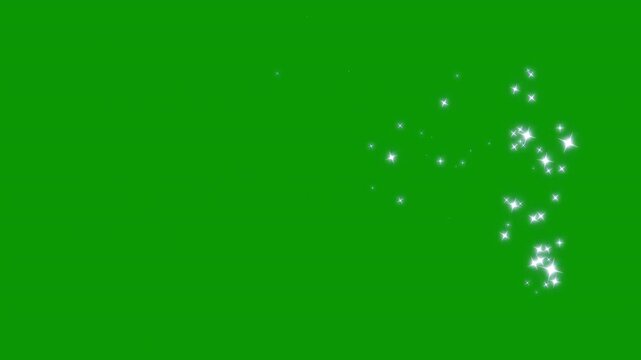 Abstract magic glitter animation center glow, cartoon doodle sparkles on green screen, smooth glowing particles motion, twinkle-sparkle stars animation, glitter line stars, pixie dust path, 4k