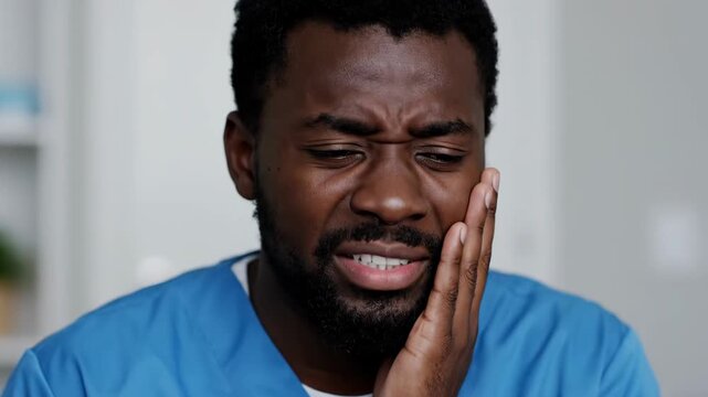 Men cover their faces with pain, close-up of black men's pain expressions