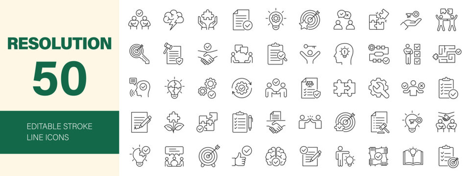 Resolution icon set. Editable line icons. Vector illustration.