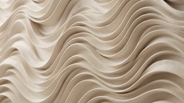 Abstract background, texture of smooth, beige wavy lines, creating a rhythmic, pattern of light, and shadow on, a solid surface, with soft curves
