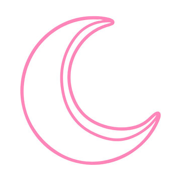 Simple Minimalist Pink Crescent Moon Outline Icon Graphic Design Element for Night Sky Projects and Celestial Themed Artworks