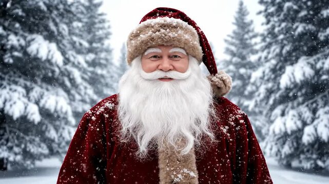 Santa Claus waves in the snow, Santa Claus waves in the snow
