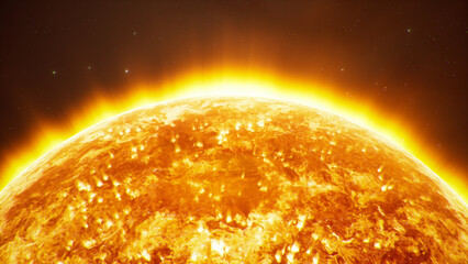  Sun Surface with Burning Corona and Solar Flare Energy. © SohubProduction