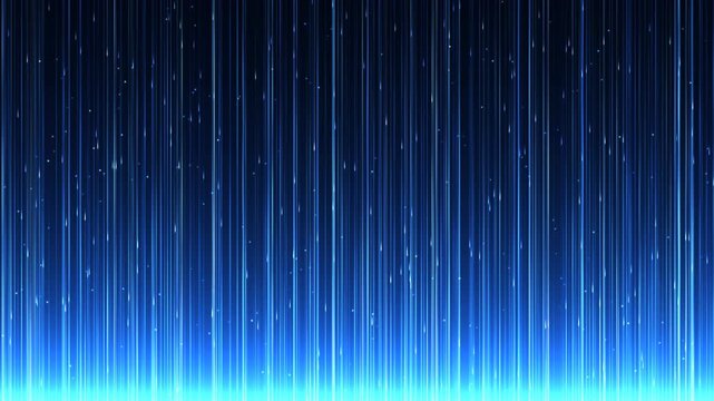 Blue digital rain animation with glowing particles and vertical light streaks
