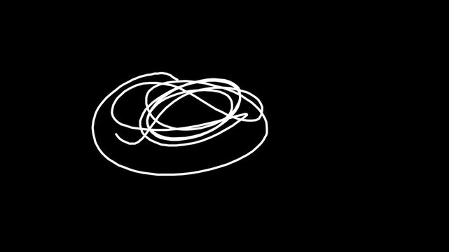 paint brush stroke, sketching elements, Hand Drawn Style Messy Line Animation Representing Confusion and Mental Chaos 4k video
