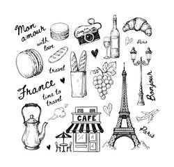 手描きのパリ フランス旅行とランドマークのコレクション © Kamruz