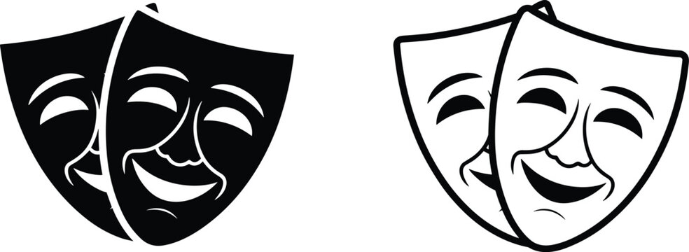 Comedy and Tragedy Theater Mask Icon Collection