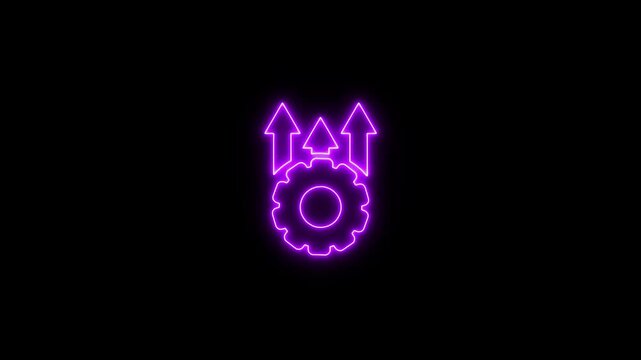 Gear rotating with arrows up down neon glowing animation