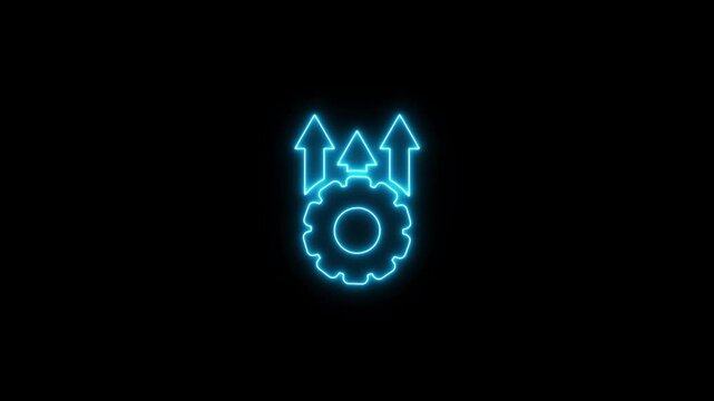 Gear rotating with arrows up down neon glowing animation