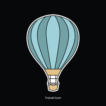 Illustrated Blue Hot Air Balloon Isolated Sticker