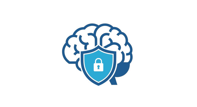 A brain icon with a shield and a lock, representing security and protection of ideas