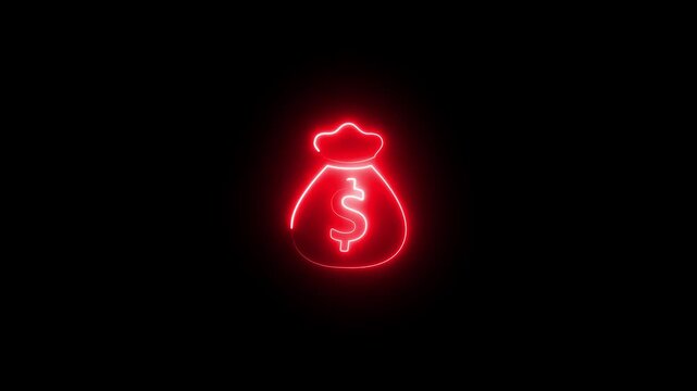 money exchange concept,Glowing neon line of dollar sign icon and up arrow isolated on transparent background. growth business, economy, finance and success concept. 4k motion video.
