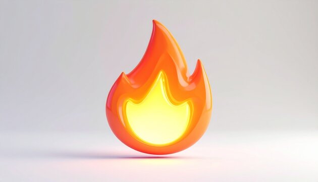 Premium 3D Fire Emoji Style Illustration on White Background