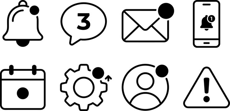 Set of notification icons for user interface design