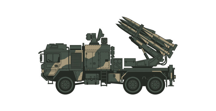 Mobile Missile Launcher Truck Vector Illustration