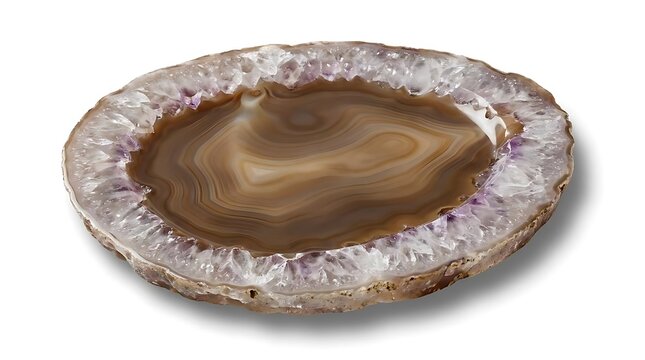 Polished slice of natural brown agate gemstone