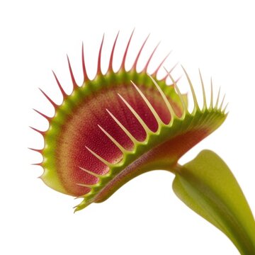 Closeup view of a carnivorous Venus flytrap plants open trap