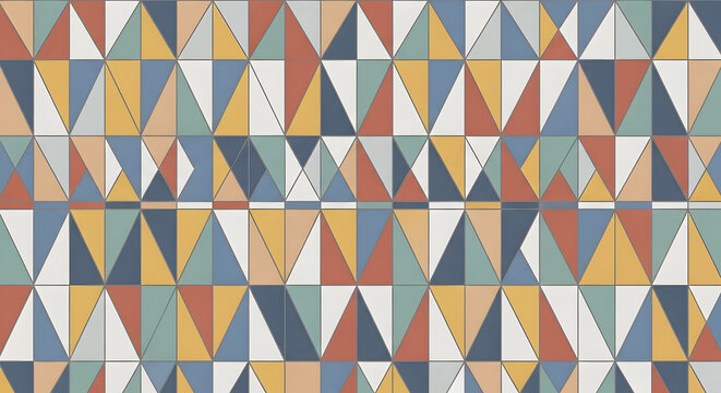 Geometric diamond pattern in vibrant colors. Abstract mosaic tiles forming modern seamless texture for design projects.