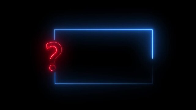 Quiz Neon Line Animation with option selection on black background .Quiz template challenge with option selection, Quiz game or intellectual challenge 4k motion graphic animation.
