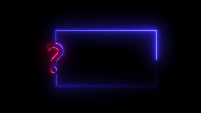 Quiz Neon Line Animation with option selection on black background .Quiz template challenge with option selection, Quiz game or intellectual challenge 4k motion graphic animation.