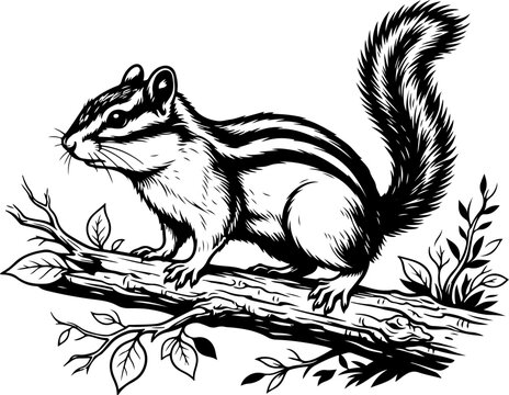Cute chipmunk silhouette vector illustration