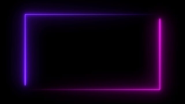 Seamless loop animated rectangle picture frame with two tone neon color motion graphic isolated on transparent background. Futuristic light effect for overlay element,motion animate 4k video.