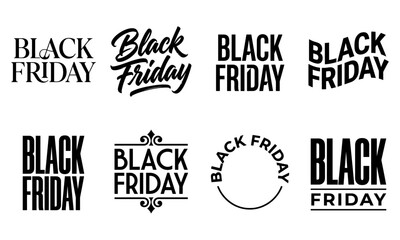Obraz premium Black Friday Hand Lettering Set Featuring Modern Script and Bold Typography for Retail Sales