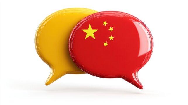 Chinese flag speech bubbles communication concept on white background 3D render