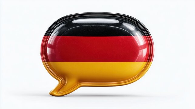 German flag speech bubble 3D render on white background concept