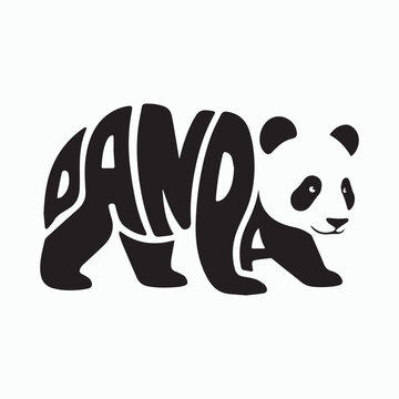 Minimalist typography vector logo of Panda