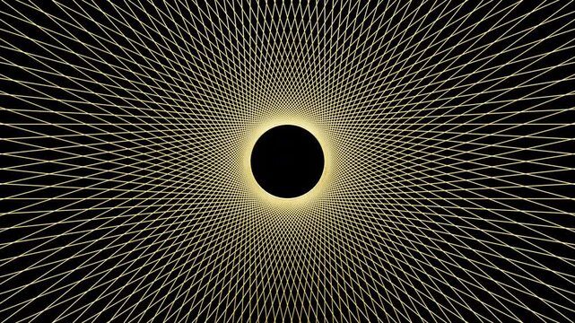 Gold Geometric Lines Rotating Vortex - Wide Angle Seamless Loop