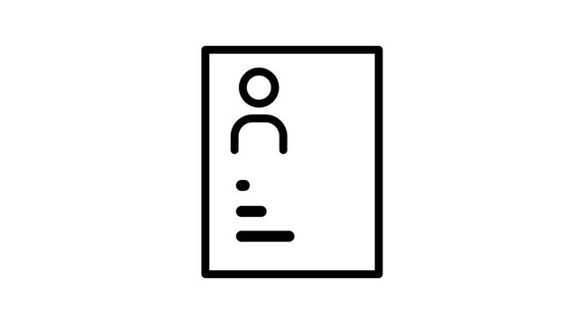 An identification card icon with a person symbolizing personal identity verification, employee credentials, resume profiles, and professional records