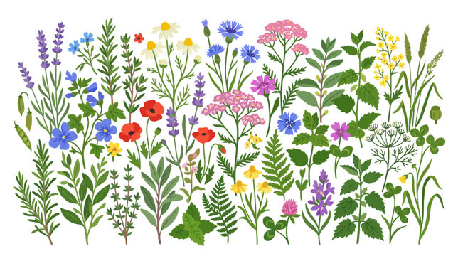 Wildflower Meadow Botanical Collection - Diverse Flora Illustration