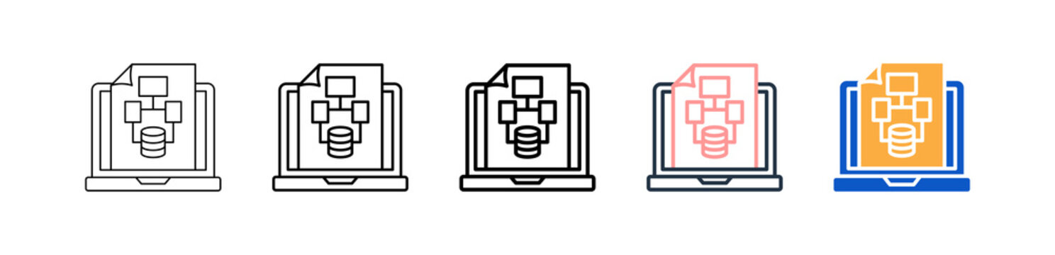 Data Model different style icons set vector illustration. 
