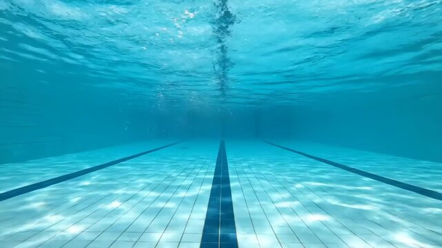 Underwater swimmer pool scene, underwater pool jumping ball close-up