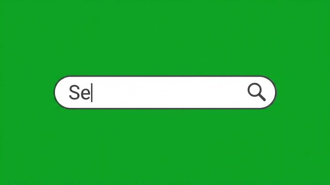 Search bar typing animation on green screen.