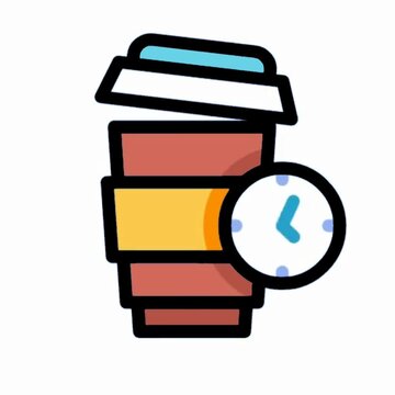 Takeaway Coffee Cup with Clock Icon, Waiting or Delivery Time Illustration