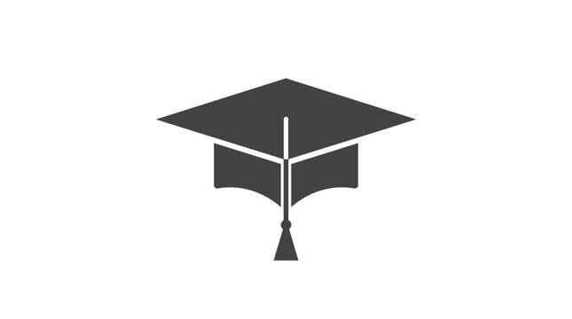 Minimalist dark grey graduation cap icon features sharp geometric lines for academic ceremony school design projects