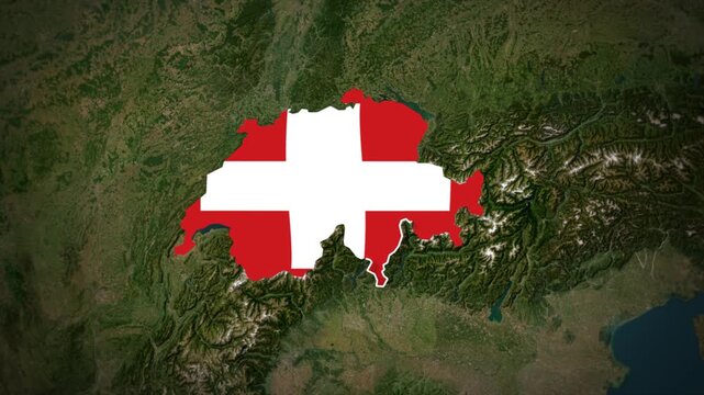 Switzerland Flag Map Animation, Earth Zoom to Switzerland, Europe Country Location Map