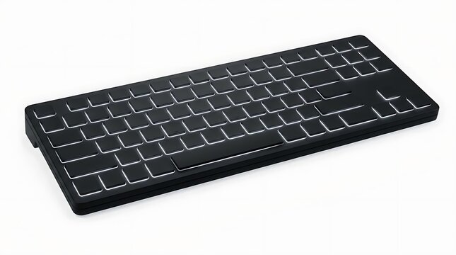 Slim black computer keyboard isolated on white.
