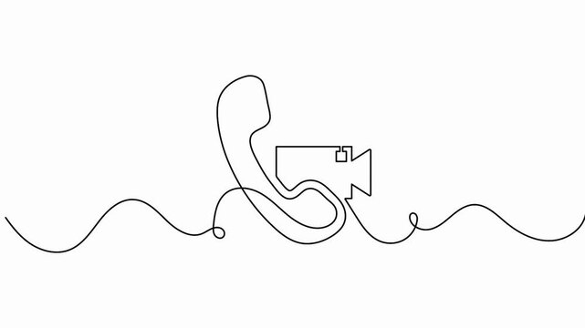 Video call conversation icon animation featuring a clean hand drawn continuous line style loop