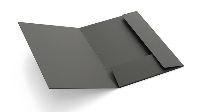 Open black cardboard folder for document organization.